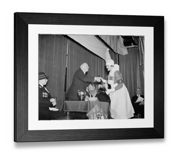 Framed Print : Presentation to Miss Beatrix Batten by the Marquess Camden at the Kent branch of Framed Print : Presentation to Miss Beatrix Batten by the Marquess Camden at the Kent branch of