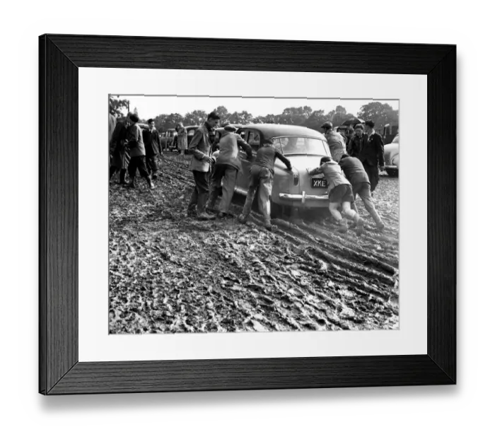 Framed Print : There was no shortage of help at the end of the day when several cars were bogged in mud Framed Print : There was no shortage of help at the end of the day when several cars were bogged in mud