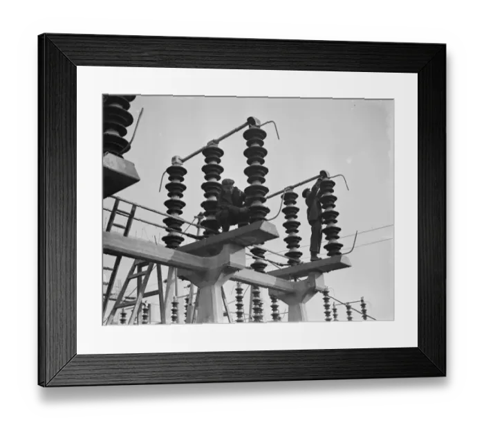 Framed Print : Insulators at the new coal electric power station under construction near Dartford, Kent Framed Print : Insulators at the new coal electric power station under construction near Dartford, Kent