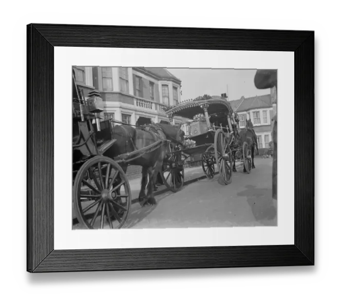 Framed Print : A cabmans funeral. The coffin of Mr William Rose passing through the streets of