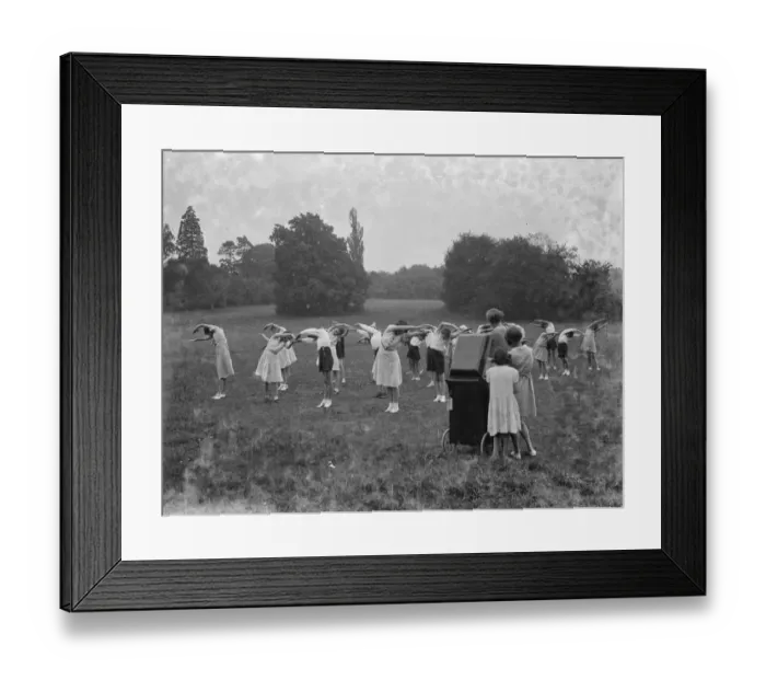 Framed Print : An open air school in Longfield holds its PE lesson. 1936 Framed Print : An open air school in Longfield holds its PE lesson. 1936
