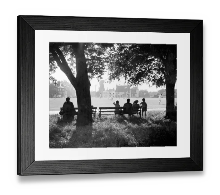 Framed Print : Cricket on the village green. Evening on the village green at Meopham, Kent while