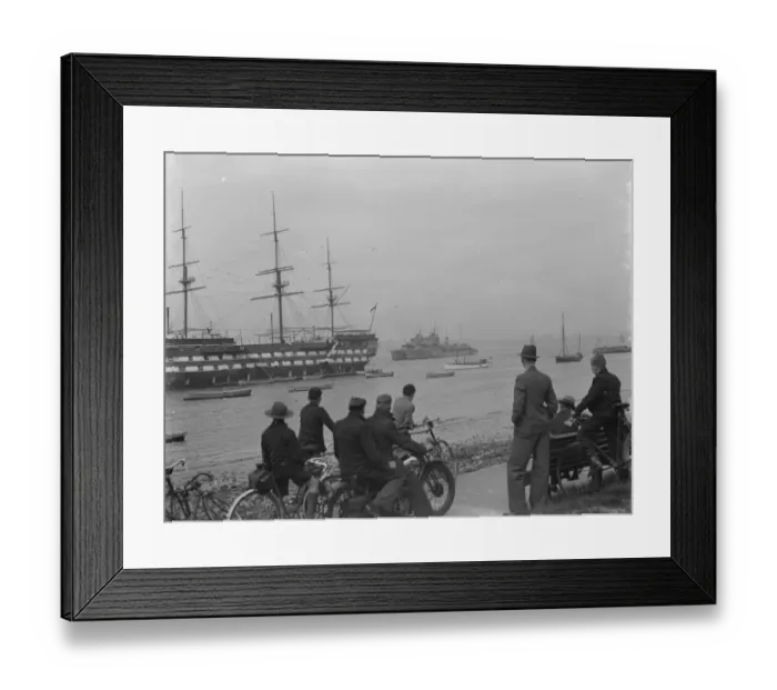 Framed Print : The Home Fleet on the river Thames at Greenhithe, Kent. On the left is HMS Worcester