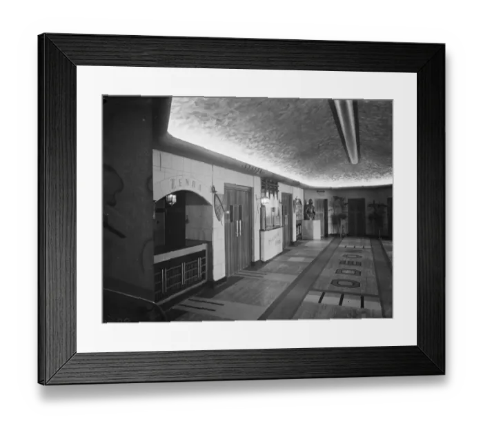 Framed Print : The foyer of the Odeon Cinema, Sidcup showing the Tudor display. 23 March 1938 Framed Print : The foyer of the Odeon Cinema, Sidcup showing the Tudor display. 23 March 1938