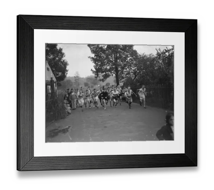 Framed Print : Competitors in a cross country race, Dartford, Kent. 1935