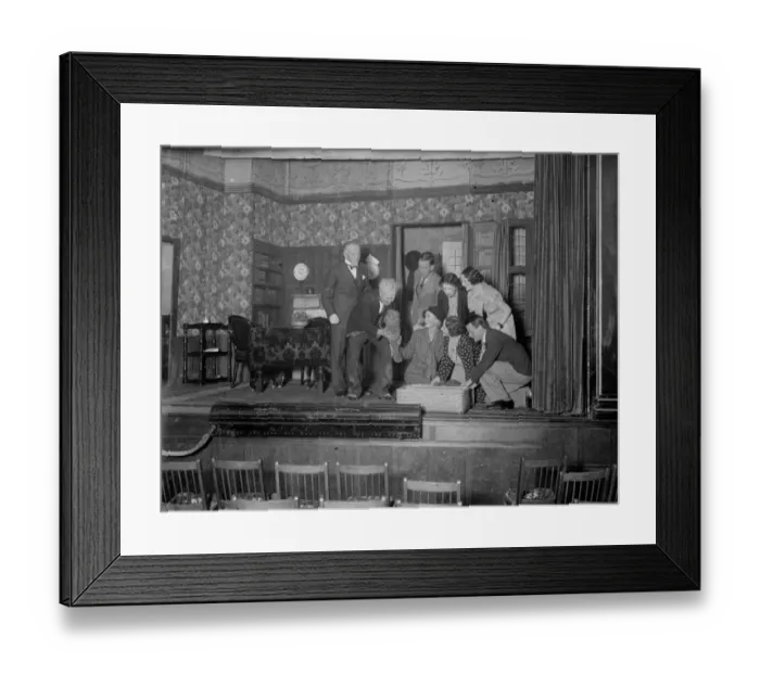 Framed Print : The Orpington Dramatic Society cast rehearsing their play. 1936 Framed Print : The Orpington Dramatic Society cast rehearsing their play. 1936
