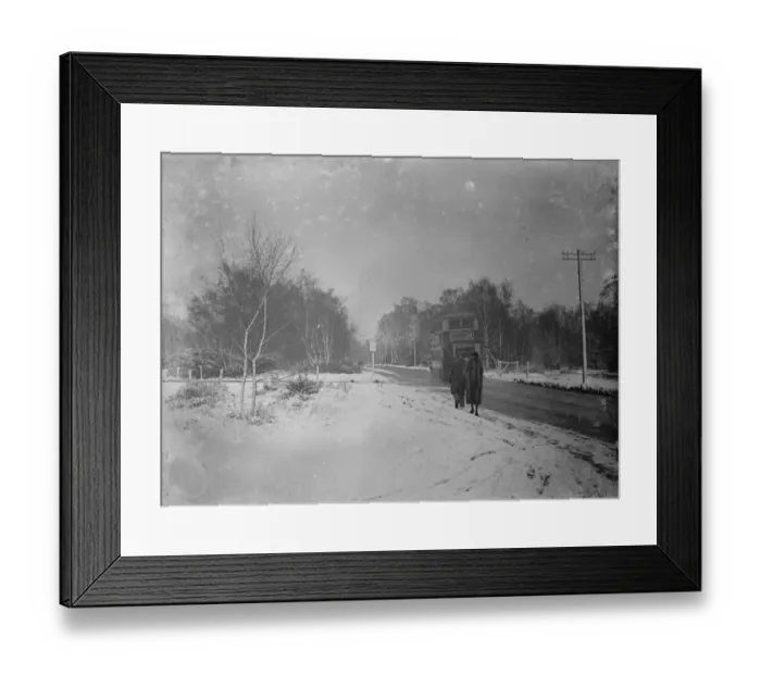 Framed Print : Driving in the snow near Orpington 1935 Framed Print : Driving in the snow near Orpington 1935