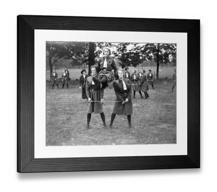 Framed Print : Girl Guide rally at Sidcup Place, Kent. Balance. 1934 Framed Print : Girl Guide rally at Sidcup Place, Kent. Balance. 1934