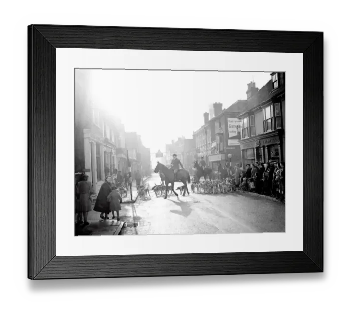 Framed Print : 3 December 1952 Leading the fox hunt through Edenbridge High Street. Edenbridge Framed Print : 3 December 1952 Leading the fox hunt through Edenbridge High Street. Edenbridge