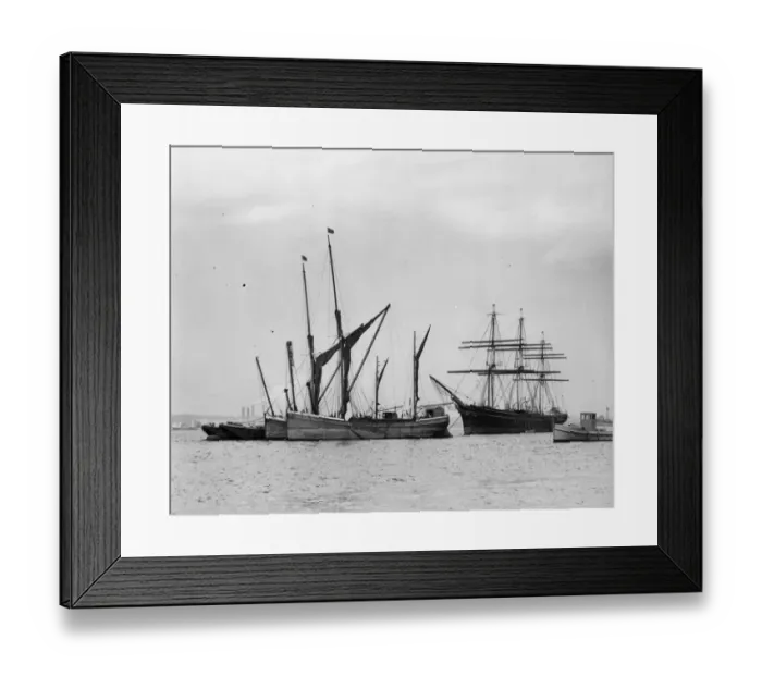 Framed Print : Thames Barges moored next to The Cutty Sark on the River Thames off Greenhithe, Kent Framed Print : Thames Barges moored next to The Cutty Sark on the River Thames off Greenhithe, Kent