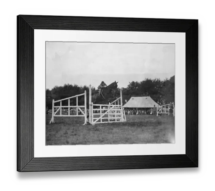 Framed Print : A horse show in Westerham, Kent. The show jumping competition. 1936 Framed Print : A horse show in Westerham, Kent. The show jumping competition. 1936