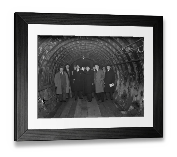 Framed Print : The construction of the Dartford Tunnel, where recently a pilot tunnel was completed Framed Print : The construction of the Dartford Tunnel, where recently a pilot tunnel was completed