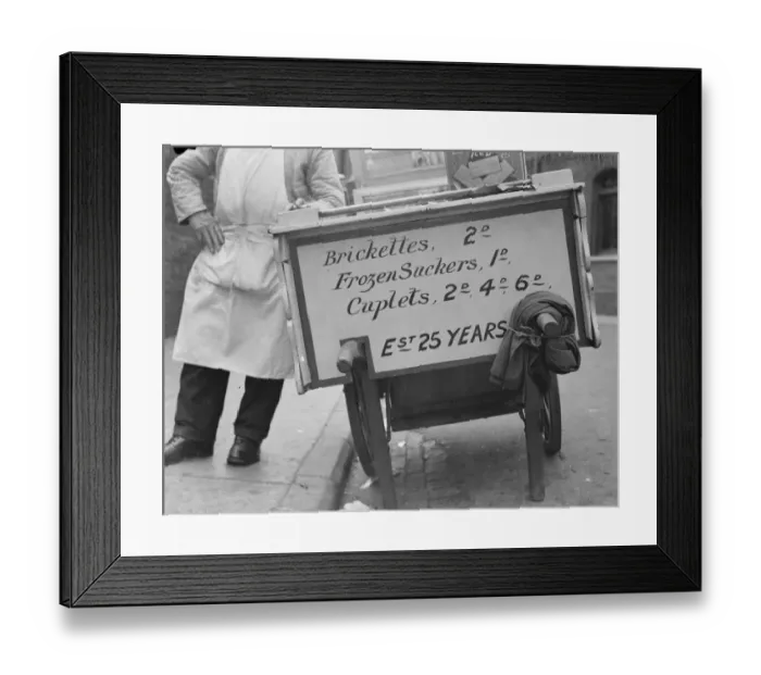 Framed Print : L Papa and Sons ice cream vendor in Gravesend, Kent. 1939 Framed Print : L Papa and Sons ice cream vendor in Gravesend, Kent. 1939