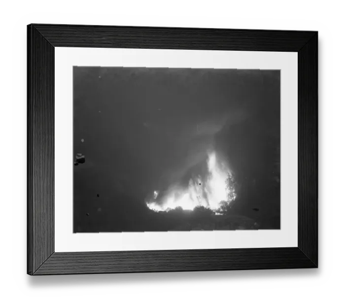 Framed Print : Flames and smoke from the fire at the tire dump in Ruxley, Kent. 2 June 1937 Framed Print : Flames and smoke from the fire at the tire dump in Ruxley, Kent. 2 June 1937