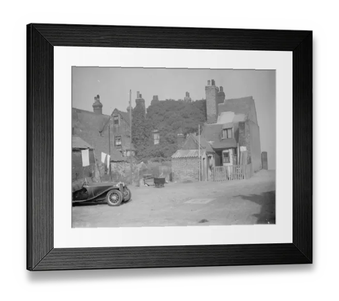 Framed Print : Old riverside cottages in Northfleet, Kent. 1938 Framed Print : Old riverside cottages in Northfleet, Kent. 1938