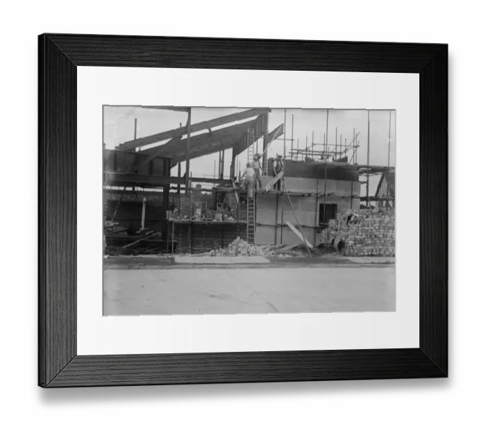 Framed Print : The Petts Wood cinema under construction in Kent. 1936 Framed Print : The Petts Wood cinema under construction in Kent. 1936