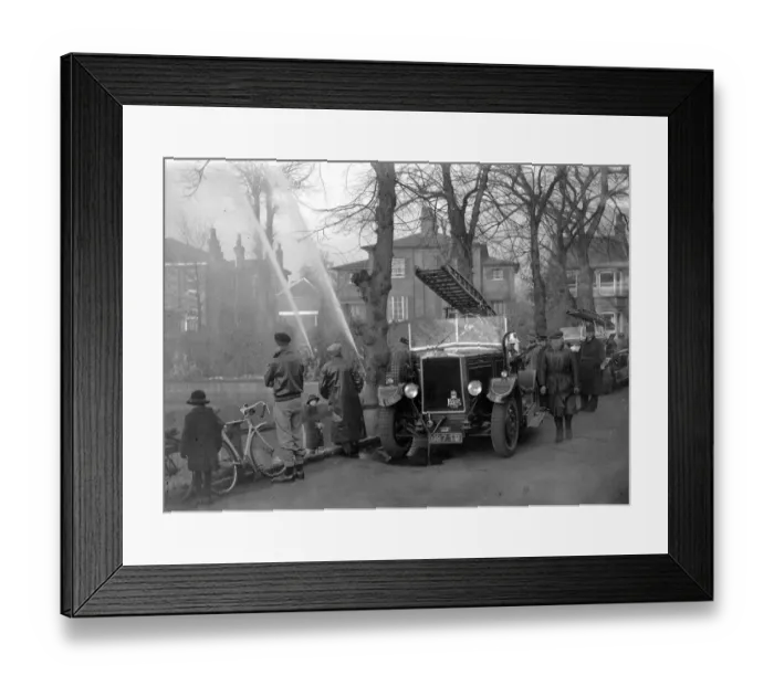 Framed Print : Fire Engine in Chislehurst, Kent. 1933 Framed Print : Fire Engine in Chislehurst, Kent. 1933