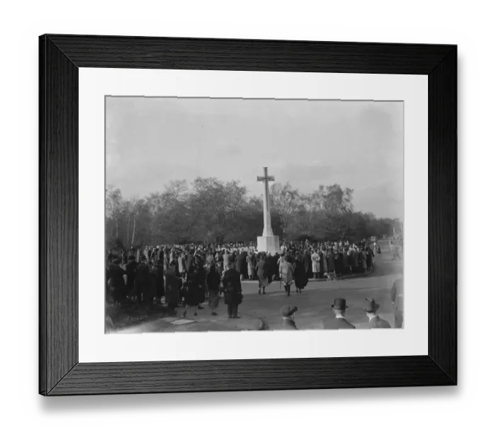 Framed Print : The crowd around the war memorial at the Armistice Memorial Service in Chislehurst, Kent Framed Print : The crowd around the war memorial at the Armistice Memorial Service in Chislehurst, Kent