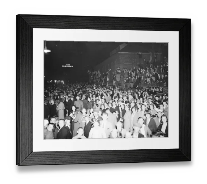 Framed Print : Fire, Halls, Dartford - large crowds watching. 1937 Framed Print : Fire, Halls, Dartford - large crowds watching. 1937