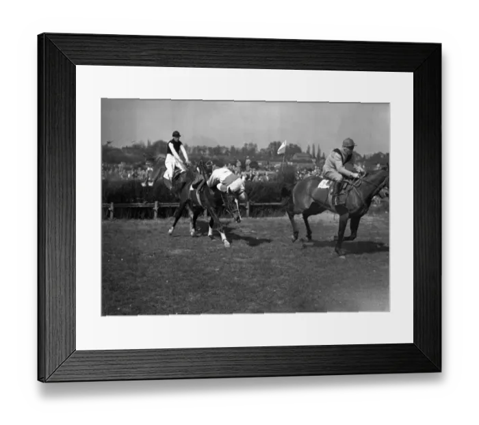Framed Print : 9 May 1954 Gay Kindersley at the last falls off St Blazey during the Harewoods Challenge Framed Print : 9 May 1954 Gay Kindersley at the last falls off St Blazey during the Harewoods Challenge