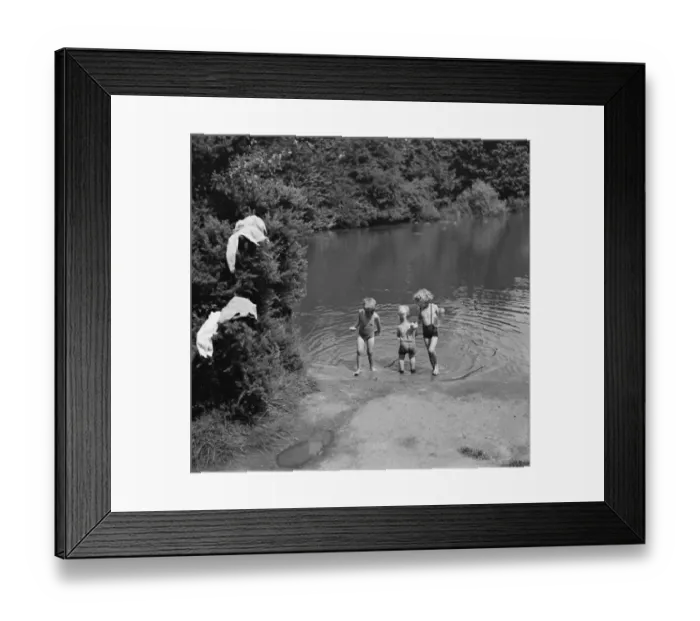 Framed Print : Children enjoy a paddling pool in Chislehurst, Kent. 1938