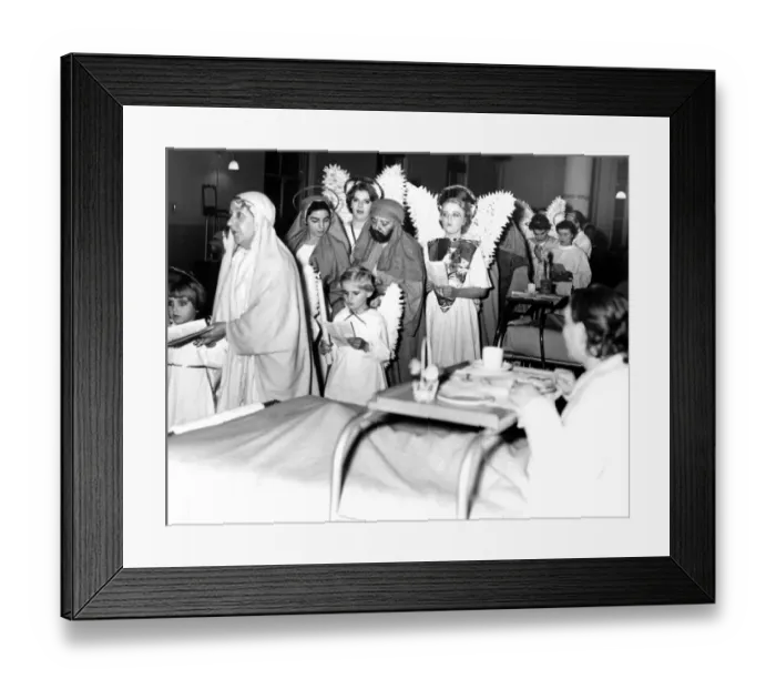 Framed Print : Carols around the wards - after the rehearsals of their nativity play the nurses Framed Print : Carols around the wards - after the rehearsals of their nativity play the nurses