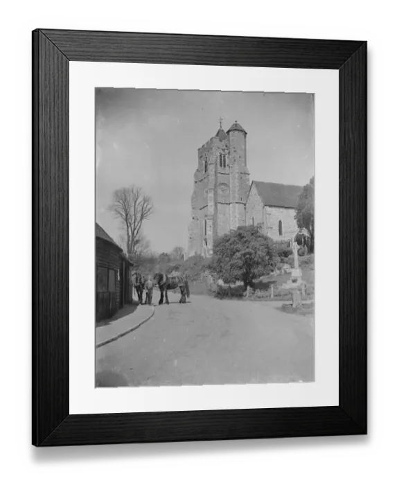 Framed Print : The Birling church and Smithy near Meopham, Kent. 1939 Framed Print : The Birling church and Smithy near Meopham, Kent. 1939