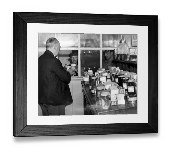 Framed Print : Not a grocers shop but a farm office at harvest time - when the harvest rations Framed Print : Not a grocers shop but a farm office at harvest time - when the harvest rations