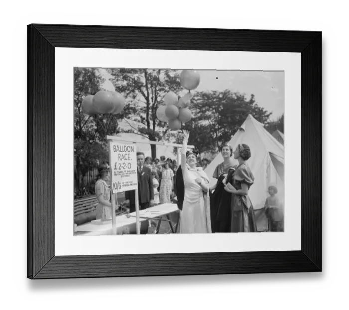 Framed Print : The Dartford Carnival in Kent. The start of the balloon race. 1936 Framed Print : The Dartford Carnival in Kent. The start of the balloon race. 1936