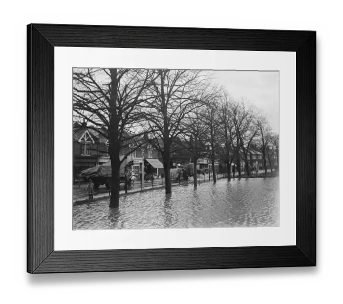 Framed Print : Flooded streets in Sidcup, Kent. 1937