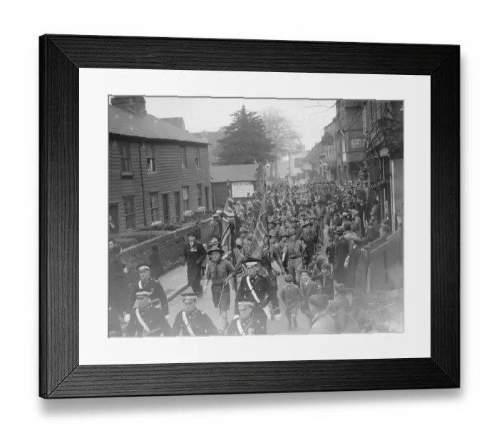 Framed Print : Scouts and the St John Ambulance Brigade process with others, through St Mary Framed Print : Scouts and the St John Ambulance Brigade process with others, through St Mary