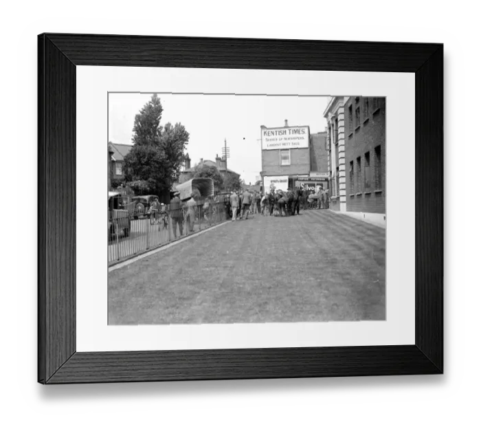 Framed Print : An accident outside the Kentish Times Office. 1934 Framed Print : An accident outside the Kentish Times Office. 1934