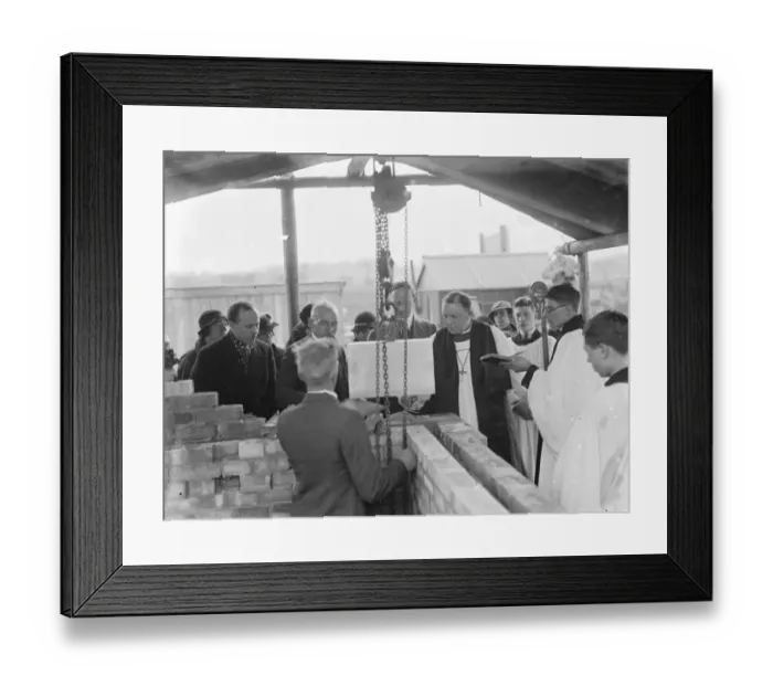 Framed Print : Bishop of Woolwich laying the foundation stone in Mottingham, Kent Framed Print : Bishop of Woolwich laying the foundation stone in Mottingham, Kent