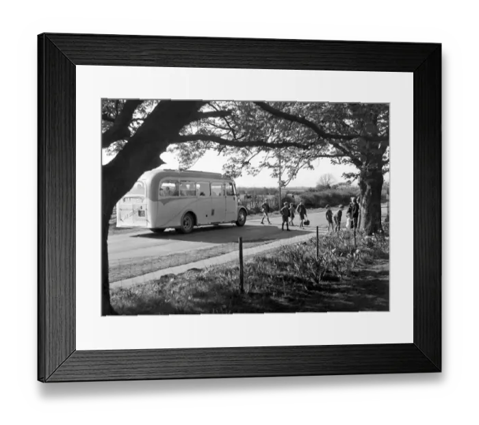 Framed Print : Coming home on the school bus. 19th April 1948 Framed Print : Coming home on the school bus. 19th April 1948