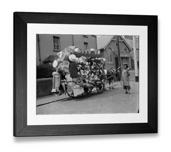Framed Print : Selling pots and pans in Devon. 1935 Framed Print : Selling pots and pans in Devon. 1935