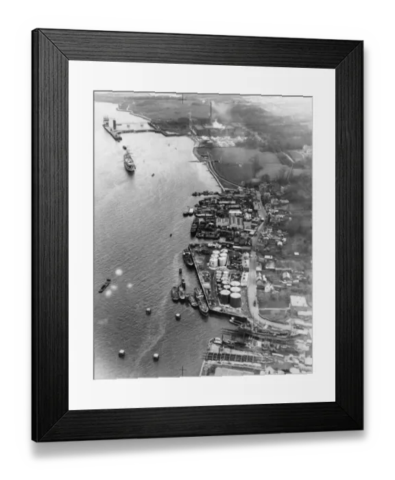 Framed Print : Aerial view of Greenhithe, Kent overlooking Everards shipyard, HMS Worcester