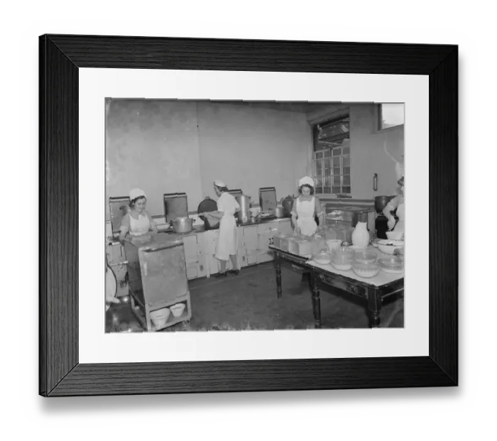 Framed Print : Gravesend Hospital in Kent. The kitchen. 1939 Framed Print : Gravesend Hospital in Kent. The kitchen. 1939