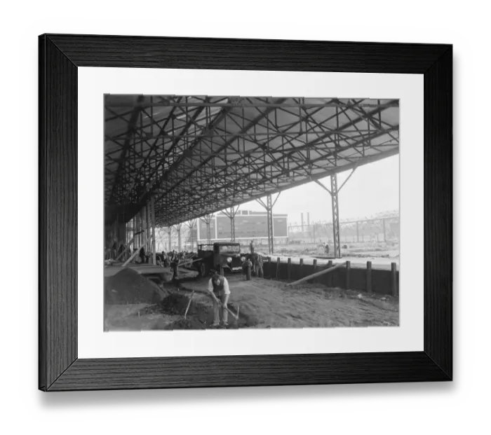 Framed Print : Work being done on the Crayford and Bexleyheath Greyhound Stadium in Kent, by builders