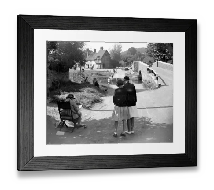 Framed Print : Eynsford bridge painting, Kent. 1934 Framed Print : Eynsford bridge painting, Kent. 1934