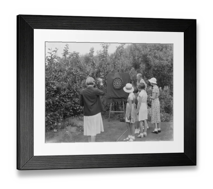 Framed Print : Petts Wood fete in Kent. A darts game. 1937 Framed Print : Petts Wood fete in Kent. A darts game. 1937
