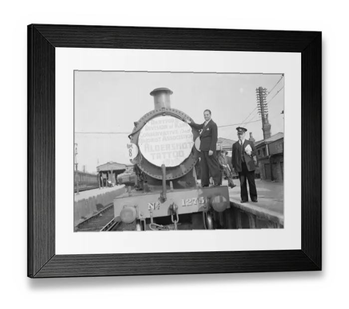 Framed Print : Mr David Behar poses on a train for the Dartford Division of Kent Conservative