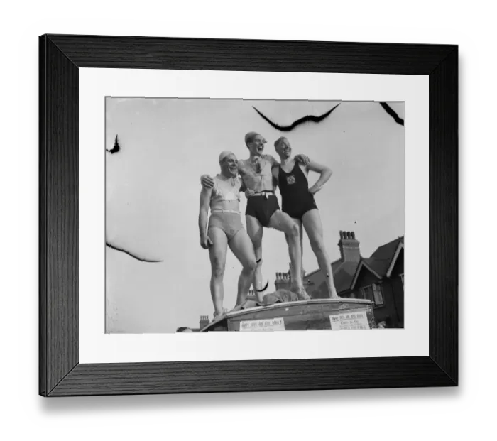 Framed Print : Male swimmers part of the Dartford Carnival procession. 1939 Framed Print : Male swimmers part of the Dartford Carnival procession. 1939
