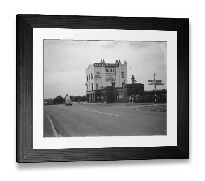 Framed Print : The Bull Inn located in Bull Inn, Birchwood, St Mary Cray, Kent. 1938 Framed Print : The Bull Inn located in Bull Inn, Birchwood, St Mary Cray, Kent. 1938