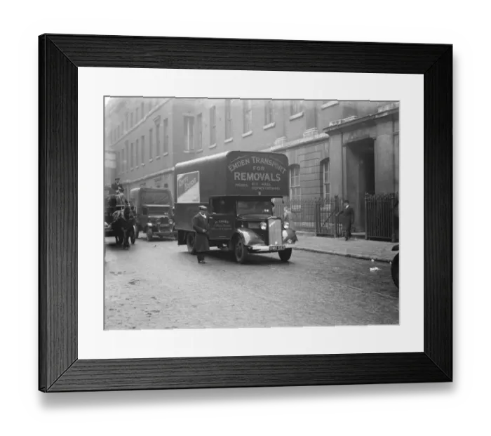 Framed Print : A Bedford truck belonging to Emden Transport, a removals company. 1937 Framed Print : A Bedford truck belonging to Emden Transport, a removals company. 1937