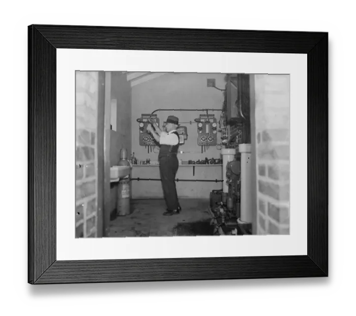 Framed Print : Gravesend Water Works in Kent. The chlorine plant. 1939