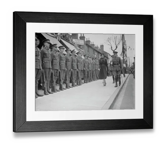 Framed Print : The Duchess of Kent inspecting the guard of honour. 1938 Framed Print : The Duchess of Kent inspecting the guard of honour. 1938