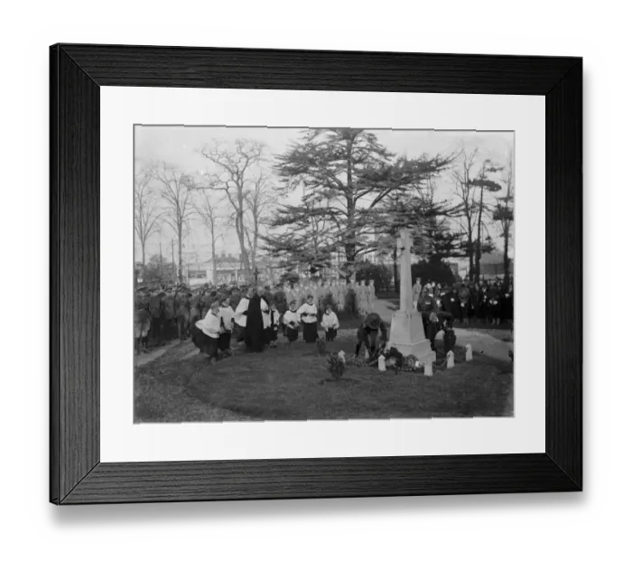 Framed Print : Armistice memorial service in Erith, London. The priest and choirboys leads Framed Print : Armistice memorial service in Erith, London. The priest and choirboys leads