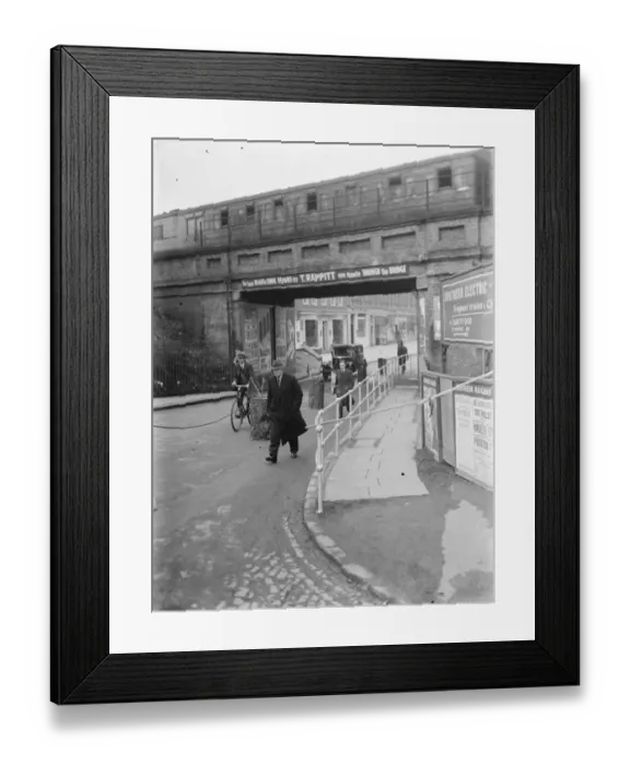 Framed Print : The new railings on Sidcup rail bridge in Kent. 1937