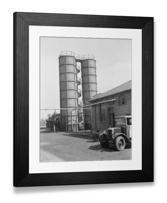 Framed Print : Gravesend Gasworks in Kent. The gas cleaner. 1939 Framed Print : Gravesend Gasworks in Kent. The gas cleaner. 1939