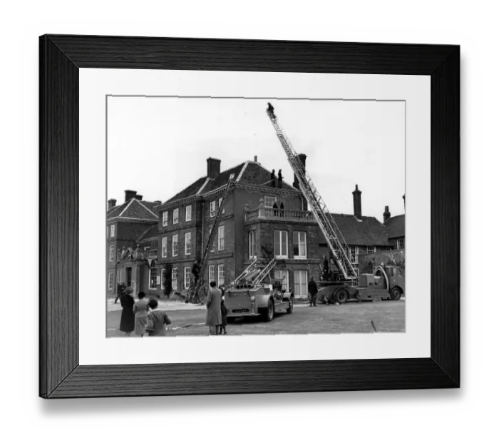 Framed Print : Fire Practice at Lullingstone Castle. The Dartford Division of the Kent Fire Brigade